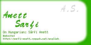 anett sarfi business card